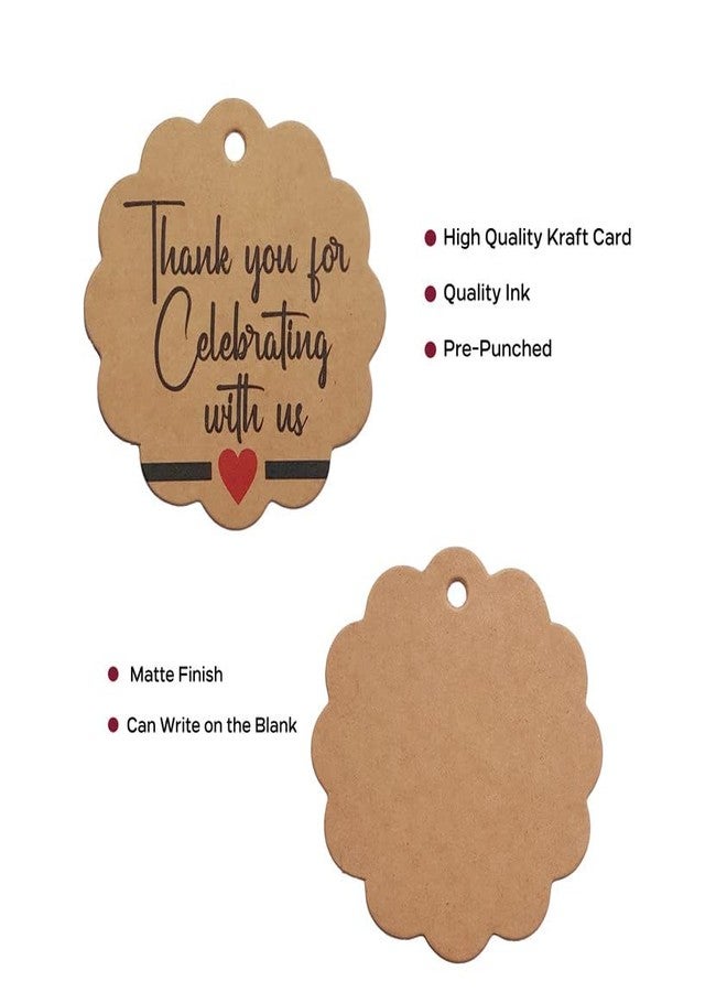 TOWNBUS Thank You for Celebrating with us Craft Brown Hang Tags with String for Party & Celebration | Return Gift Kraft Tags with Jute Rope | Thread | D1-50 Nos - Image 4